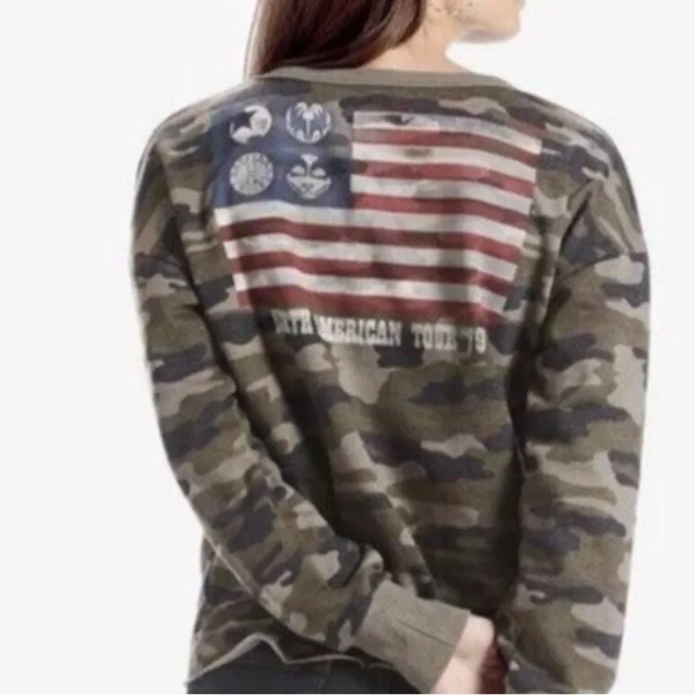 LUCKY BRAND KIZZ NORTH AMERICAN TOUR 79 CAMO SWEATSHIRT WOMEN'S L - Picture 5 of 5